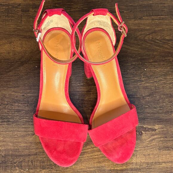 J, McLaughlin Bright Pink Suede Block Heel Sandal - size 7.5M - Picture 3 of 8